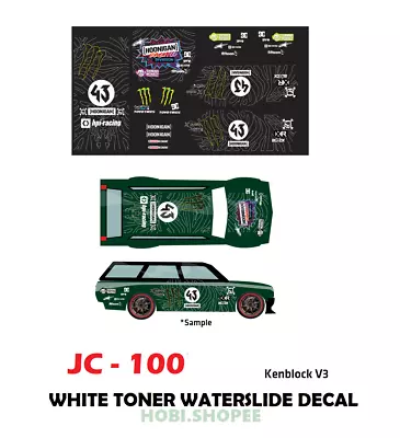 Buy JC-9100 White Toner Waterslide Decals KEN BLOCK V3 For Custom 1:64 Hot Wheels • 3.79£