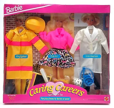 Buy 1993 Barbie Caring Careers Fashion Gift Set / 3 Modes / NrfB / Mattel 10773 • 35.07£