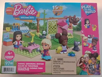 Buy Barbie ANIMAL GROOMING STATION Mega BUilding Set 97 Pcs, 15 + Accessories Mattel • 10.99£