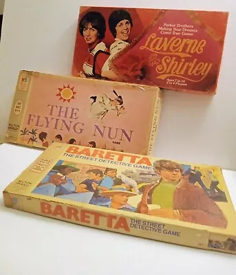 Buy Vintage Games Of TV Shows -Baretta/ Laverne & Shirley+ Flying Nun Game Board • 14.44£