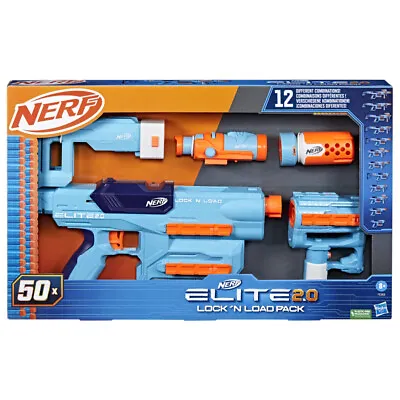 Buy Nerf Elite 2.0 Lock N Load, Blasters, 50 Darts, Stock, Barrel, Foregrip, Scope • 24.99£