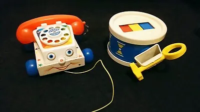 Buy Fisher Price Vintage Chatter Telephone + Xylophone Drum • 14£