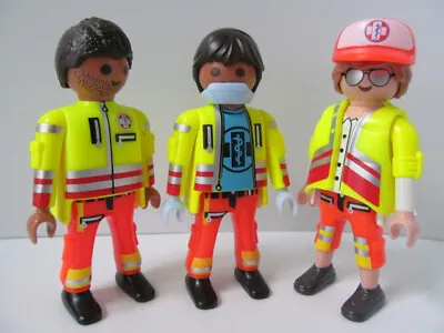 Buy Playmobil Hospital/Ambulance/Rescue Figures: 3 Male Paramedics NEW • 10.49£