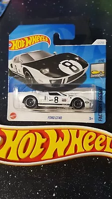 Buy Hot Wheels ~ Ford GT40, White & Black, Short Card.  More Ford GT Models Listed!! • 3.39£