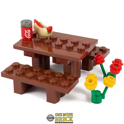 Buy Picnic Table | Park Bench Flowers Hot Dog Coke | Kit Made With Real LEGO • 6.99£