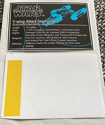Buy LEGO Star Wars UCS Sticker Sheet 10134 Y-Wing Attack Starfighter Replacement • 9.25£