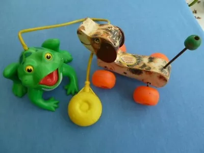 Buy Vintage Fisher Price Frisky Frog Plus Wooden Little Snoopy Toy Dog • 8£