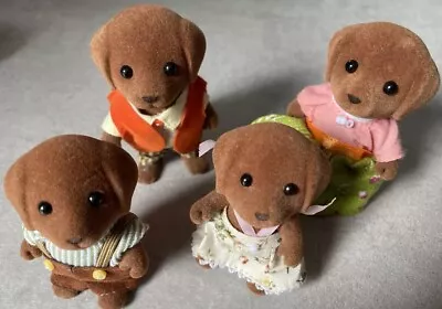 Buy Sylvanian Families 1985 Dressed Brown Labrador Family With 1985 Sticker Vintage • 9.50£