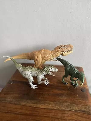 Buy 3x 2015 Jurassic Park Dinosaur Figures Indominus Rex Raptor T-Rex Hasbro Toys • 9.99£