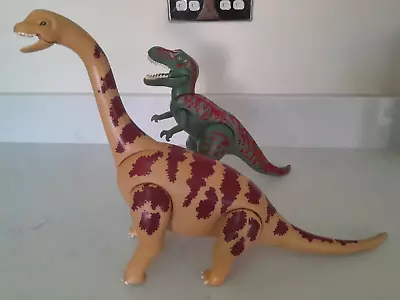 Buy Playmobil Brachiosaurus & T-Rex Dinosaurs  2007 Geobra Large • 12.50£