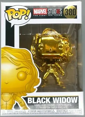 Buy Funko POP #380 Black Widow (Gold) Chrome - Pop Marvel Studios 10 - Inc Protector • 14.99£