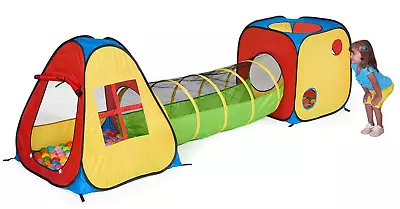 Buy Utex 3 In 1 Pop Up Play Tent House With Tunnel Ball Pit Kids Boys Girls Babies • 39.95£