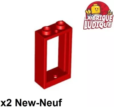 Buy Lego - 2x Window 1x2x3 Flat Front Red/Red 60593 New • 2.11£