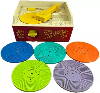 Buy Vintage 1971 Fisher Price Music Box Record Player Wind Up & All 5 Discs - Works • 38.99£