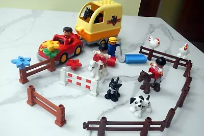 Buy  Duplo Lego Riding School With 3 Horses, Car, Horsebox, 2 Men, 2 Kids, Animals • 4£