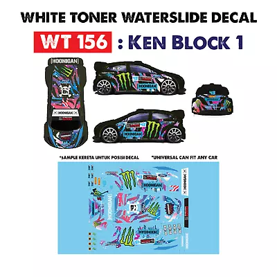 Buy WT156 White Toner Waterslide Decals KEN BLOCK 1 For Custom 1:64 Hot Wheels • 3.84£