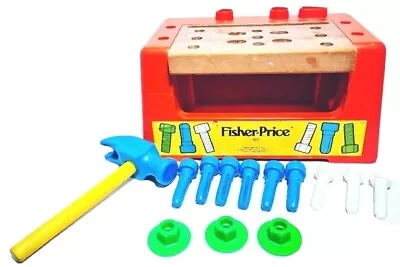 Buy VINTAGE 1980 Fisher Price 927 Worskhop Builder Carry Case Kids Assembly Toy Set • 0.99£