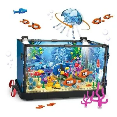 Buy  Fish Tank Pets Goldfish Building Blocks Kits With LED Lights, Creative Blue • 37.54£