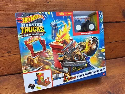 Buy Hot Wheels Monster Trucks Arena Smashers Fire Crash Challenge Playset • 26£