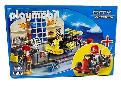 Buy Playmobil 6869 City Action Go-Kart Garage Pit Stop Complete Excellent Condition • 19.99£