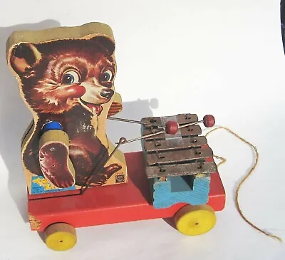 Buy Fisher Price TEDDY ZILO 752 Bear ALL WOOD Xylophone Pull Toy Non-Working 1950s • 18.81£
