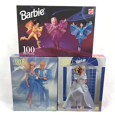 Buy Lot Of 3 SEALED Vintage 90s BARBIE PUZZLES Mattel Golden 100 Piece Jigsaw • 28.10£
