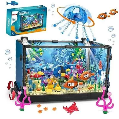 Buy 725 Piece Fish Tank Building Block Set With LED Light - Movable Aquarium  • 45.78£