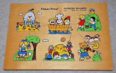 Buy Vintage 1970s Wooden POP-IN JIGSAW Nursery Rhymes Fisher Price Toys Toddler Game • 8£