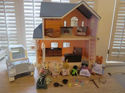 Buy Vintage Sylvanian MAPLE TOWN House Post Office W/Furniture, Figures, Car, Lot • 75.01£