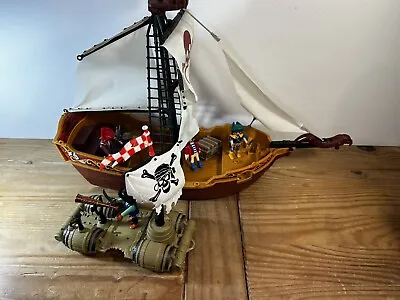 Buy Playmobil Pirate Ship + Raft, Figures Treasure Chest And Weapons • 29.99£