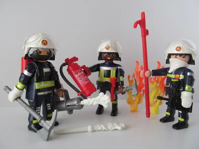 Buy Playmobil City/Rescue Figures: 3 Firemen/firefighters With Kit NEW • 11.99£