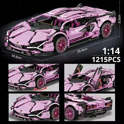 Buy Pink Lamborghini Technic Car Block Building Brick Gift Lambo Racing Toy • 31.99£