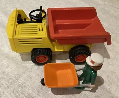 Buy  Vintage Playmobil Dumper Truck From 1980 With Worker And Wheelbarrow From 1974 • 4.75£