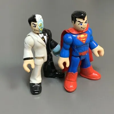 Buy 2pcs Fisher Price Imaginext DC Super Friends Two-Face & Super Man Figures Toys  • 5.40£