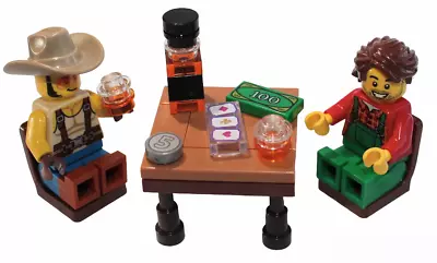 Buy LEGO 2x Minifigure, Table, Accessories Poker Cards,Drinks Gantlemen Evening NEW! • 8.49£