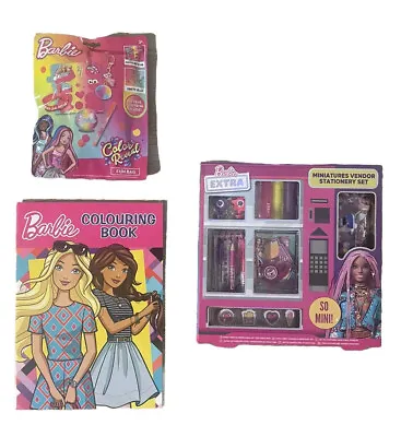 Buy Barbie Bundle 3 Items Stationary Set Colouring Book & Colour Reveal Fun Bag NEW • 16£