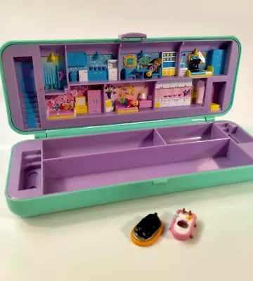 Buy Vintage 1990 Polly Pocket Pencil Case  House Set With 2 Figures • 15£
