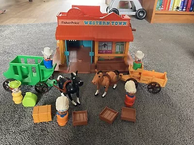 Buy Rare Vintage Fisher Price  Western Town No934 & Stage Coach Wagon Horses People • 39.99£