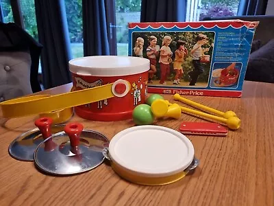 Buy Vintage Fisher Price Marching Band Toy Set Boxed UK Old Retro Drum Music • 20£