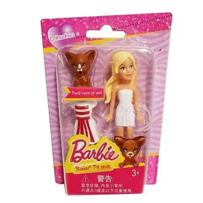 Buy Barbie Mini In White Red Dress & Pet Chihuahua Dog Pencil Topper Doll Mattel • 5.99£