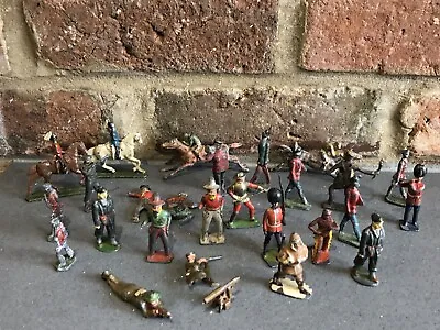 Buy Job Lot Of Vintage Lead Toy Figures 27 Pieces Britains Charbens Soldiers Cowboys • 65£
