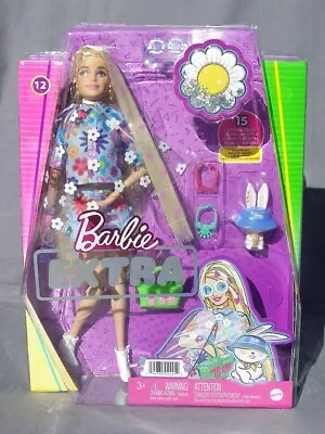 Buy 2021 Mattel HDJ45 Barbie EXTRA #12 FLORAL POWER & Bunny Hair Doll Heart • 63.50£
