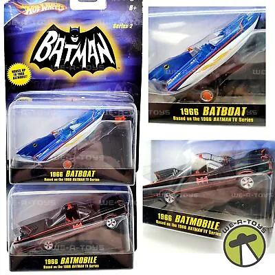 Buy Hot Wheels 1966 Batboat And Batmobile Set Of 2 Die Cast Vehicles Mattel 2008 • 52.10£