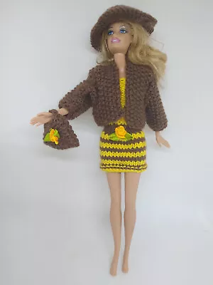 Buy Doll Clothes Fit Barbie Size 29, Dress, Jacket Hat Bag Handmade 6517 • 7£