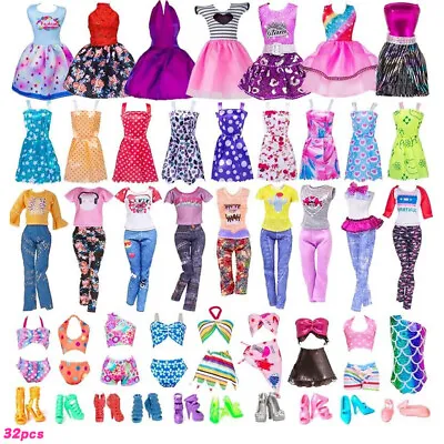 Buy 32pcs Set Clothing For 11 -11.8  Barbie Dolls Dress Bikini Shoes Top Pants • 11.38£