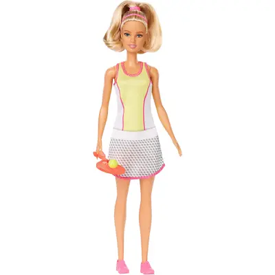 Buy Barbie Blonde Tennis Player Doll With Racket Ball And Accessories • 10.99£