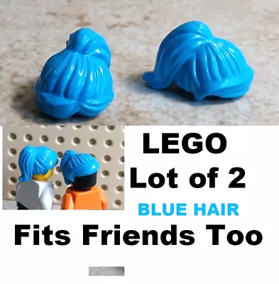 Buy LEGO Ponytail Hair BLUE Azure PUNK Kid Rocker LOT OF 2 Short Pony Flipped On End • 3.32£