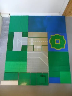Buy Lego Baseplates Lot - *DISCOLOURED* Road  Airport  Green  Blue  32x32  Set 6270 • 19.99£