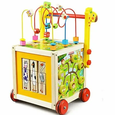 Buy  Baby Walker With Toddler Activity Cube,wood Multifunctional Baby Toy Boys Girls • 54.99£