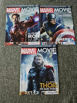 Buy 3 Marvel Movie Collection Magazines Iron Man Captain America Thor W/o Figurines • 4.99£